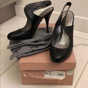 Miu miu black ankle strap heels